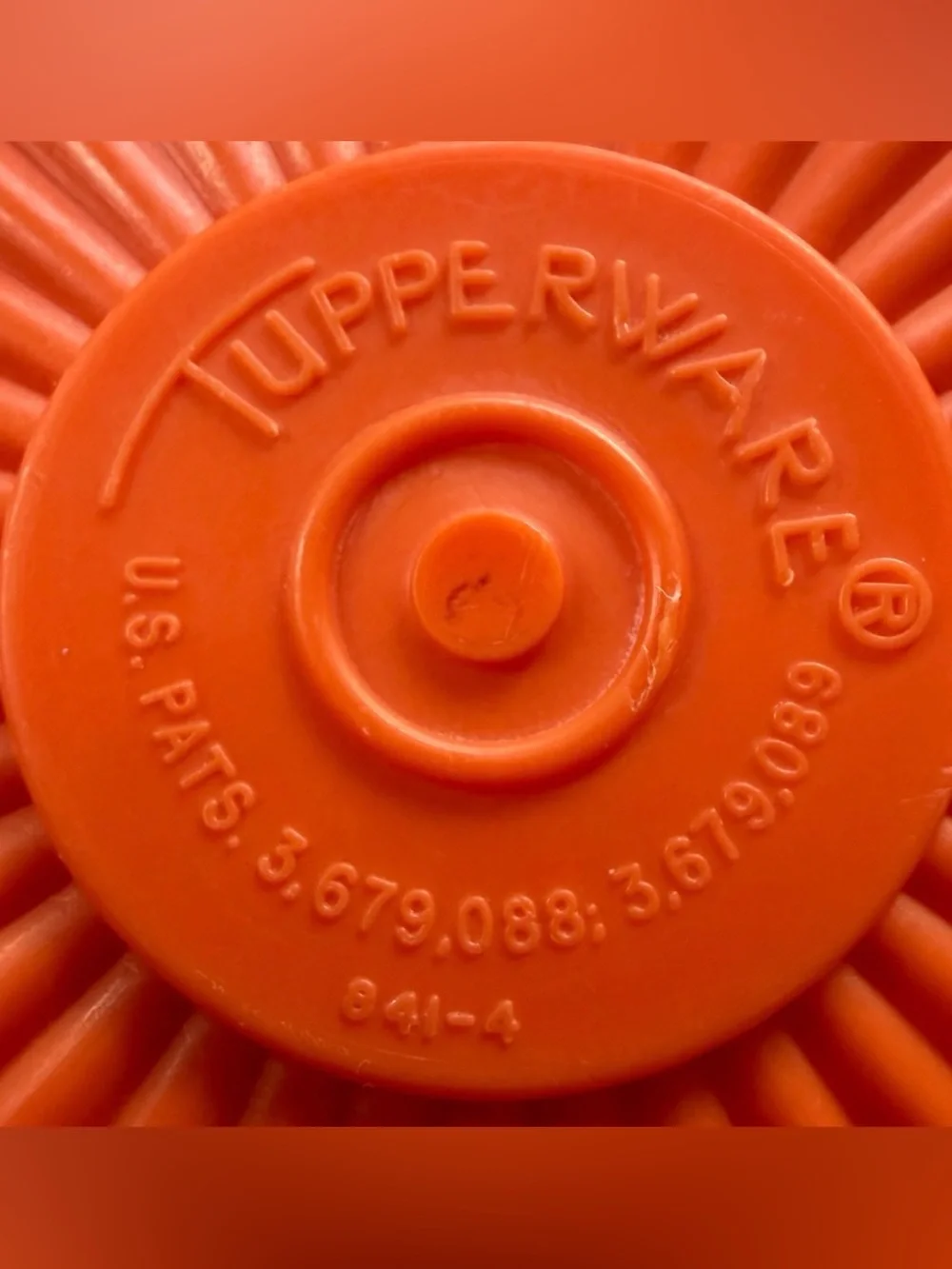 2 Vintage Tupperware Orange Servalier Replacement Lids 841-4 841-5 Square 6.5